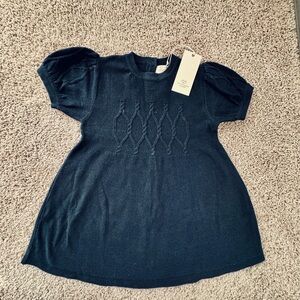 NEW WITH TAG - Copenhagen Color Navy Blue Knit Dress with Puff Sleeves - size 4Y